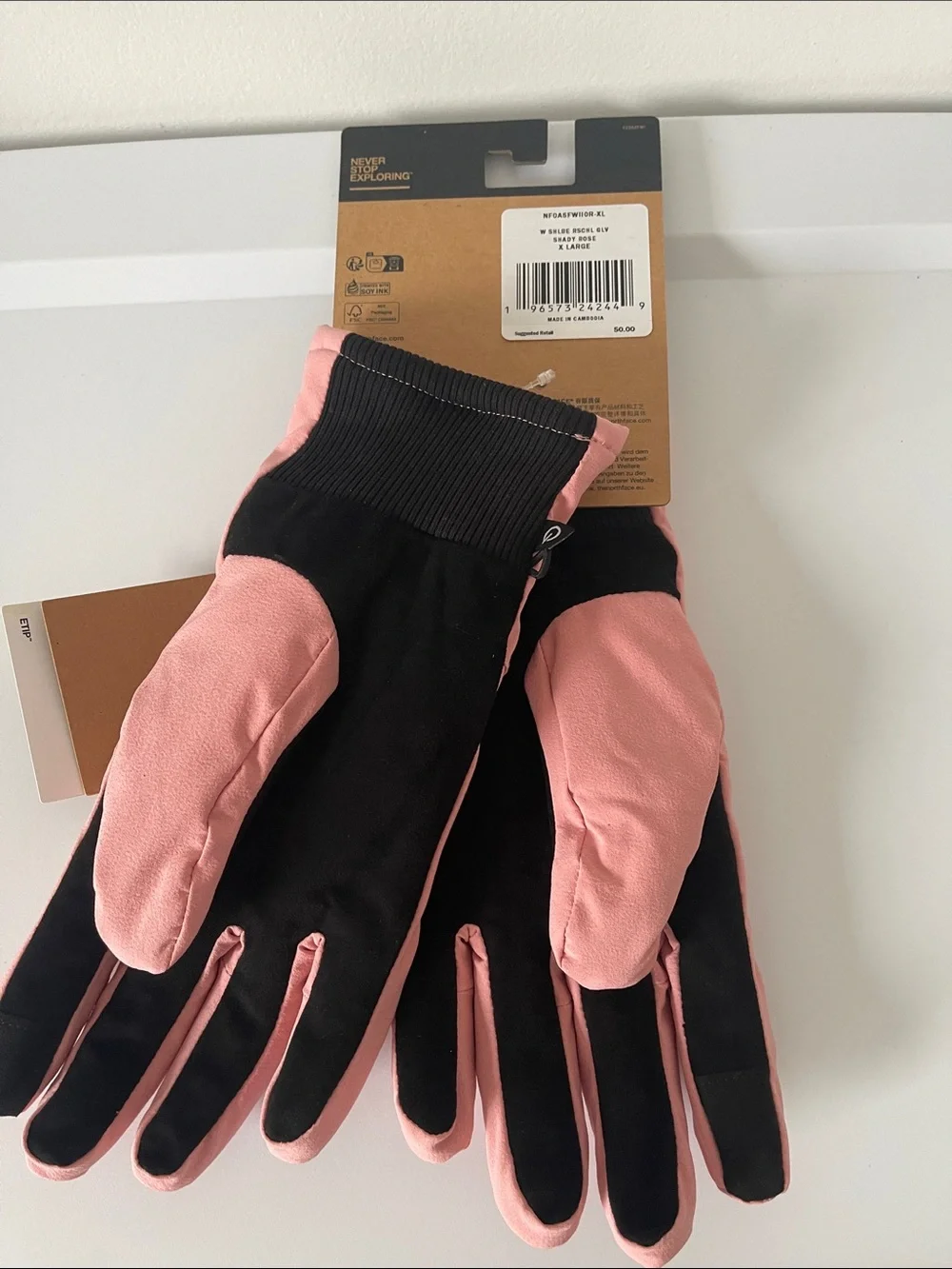 The North Face Women's Pink Etip Shellé Raschel Gloves